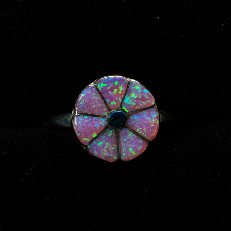 Fabeola Yamutewa: Pink Lap Opal Flower, Ring