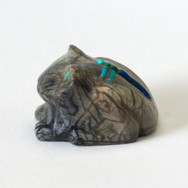 Clissa Martin: Picasso Marble, Frog with Dragonfly Inlay