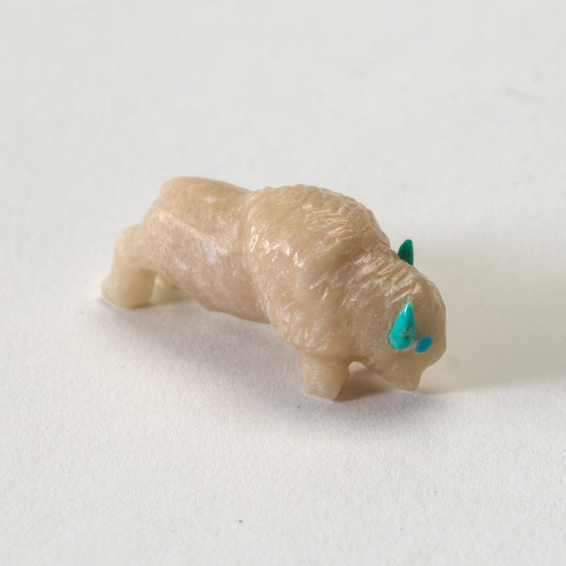 Raybert Kanteena: Peach Alabaster, Buffalo with Turquoise Horns