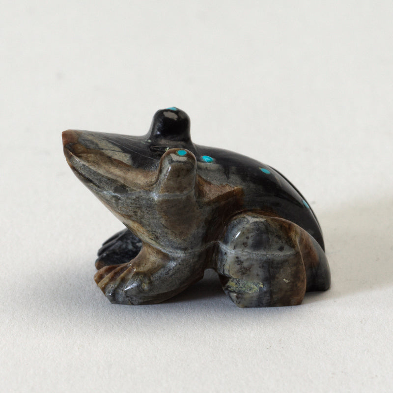 Tony Laiwekate: Picasso Marble, Frog with Turquoise Inlay