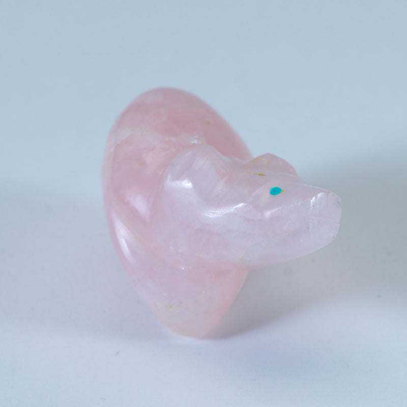 Debra Gasper & Ray Tsethlikai: Rose Quartz Bear with Turquoise eyes