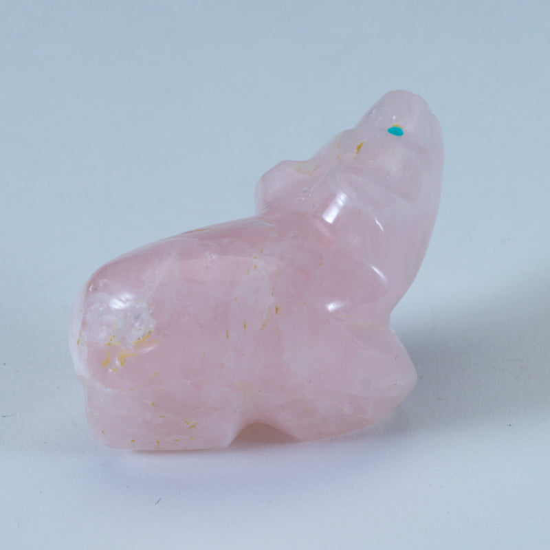 Debra Gasper & Ray Tsethlikai: Rose Quartz Bear with Turquoise eyes