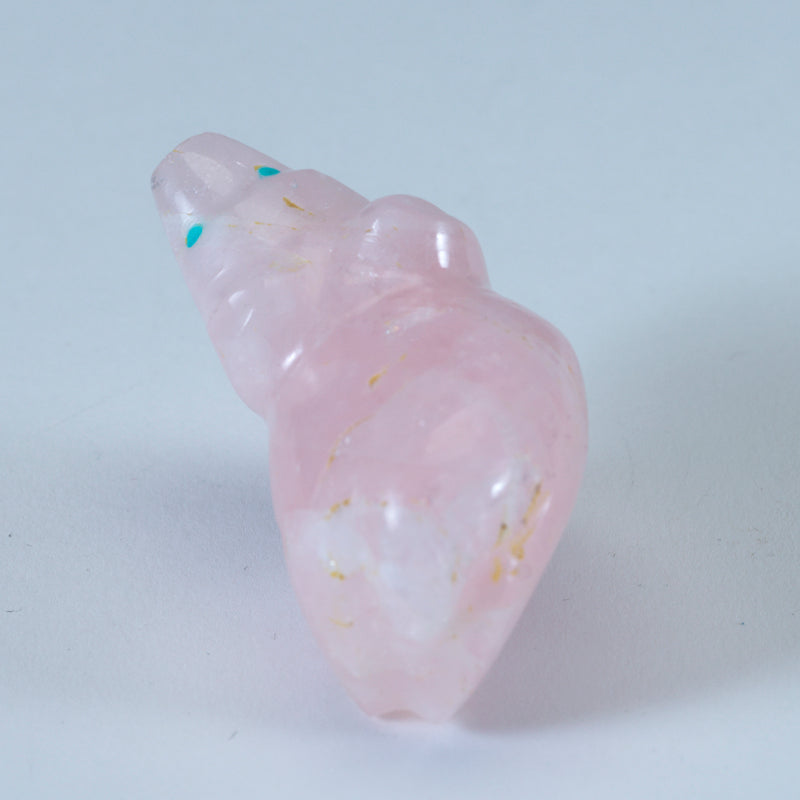 Debra Gasper & Ray Tsethlikai: Rose Quartz Bear with Turquoise eyes