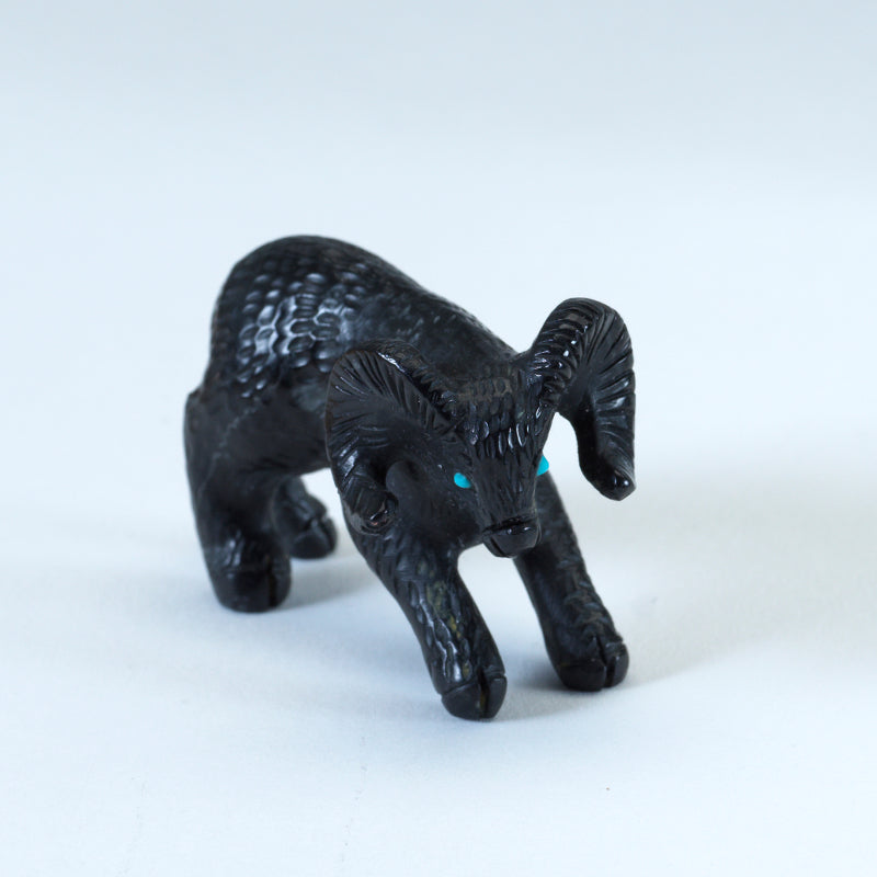 Wilfred Cheama: Black Marble, Ram with Turquoise Eyes