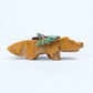 Jayne Quam: Dolomite, turquoise and marble, Pair of Wolves with pup