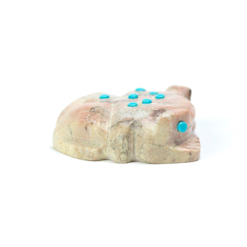 Danette Laate: Pink Jasper, Frog With Turquoise Dot Inlay