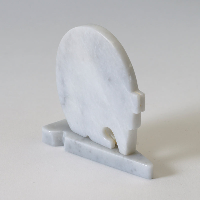 Silvan Panteah: White Marble, Bear on Arrowhead Base