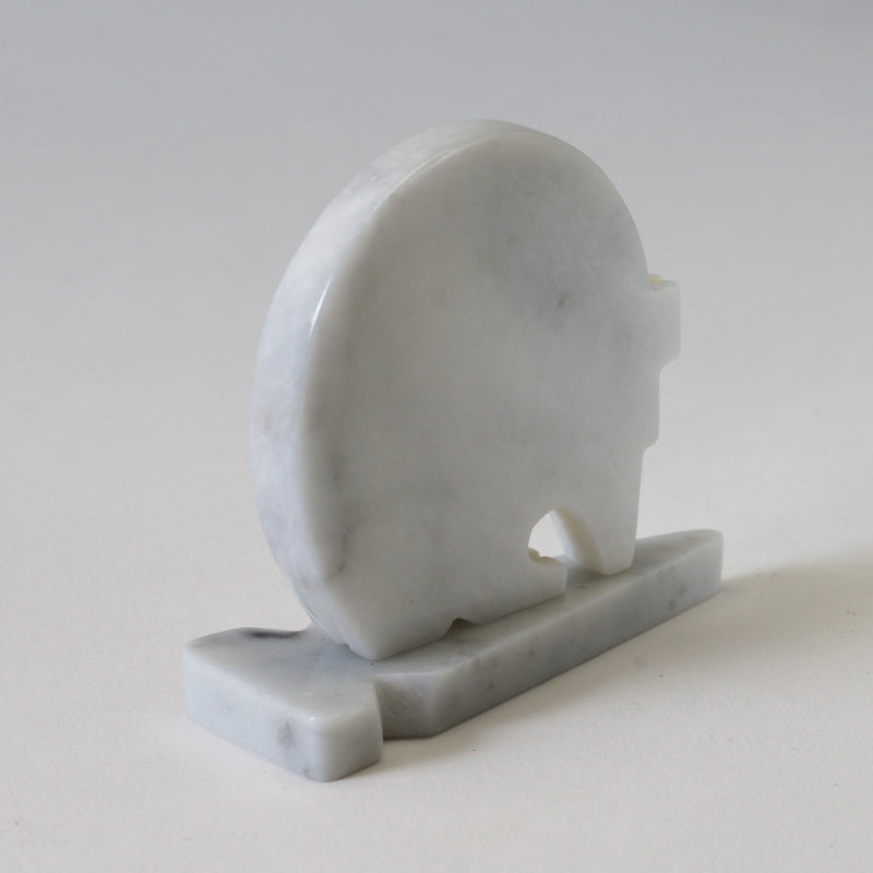 Silvan Panteah: White Marble, Bear on Arrowhead Base