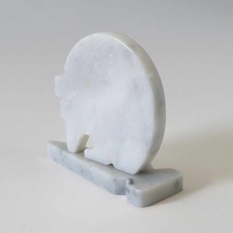 Silvan Panteah: White Marble, Bear on Arrowhead Base