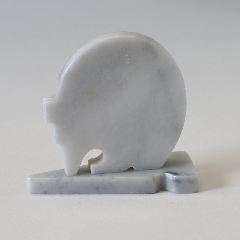 Silvan Panteah: White Marble, Bear on Arrowhead Base