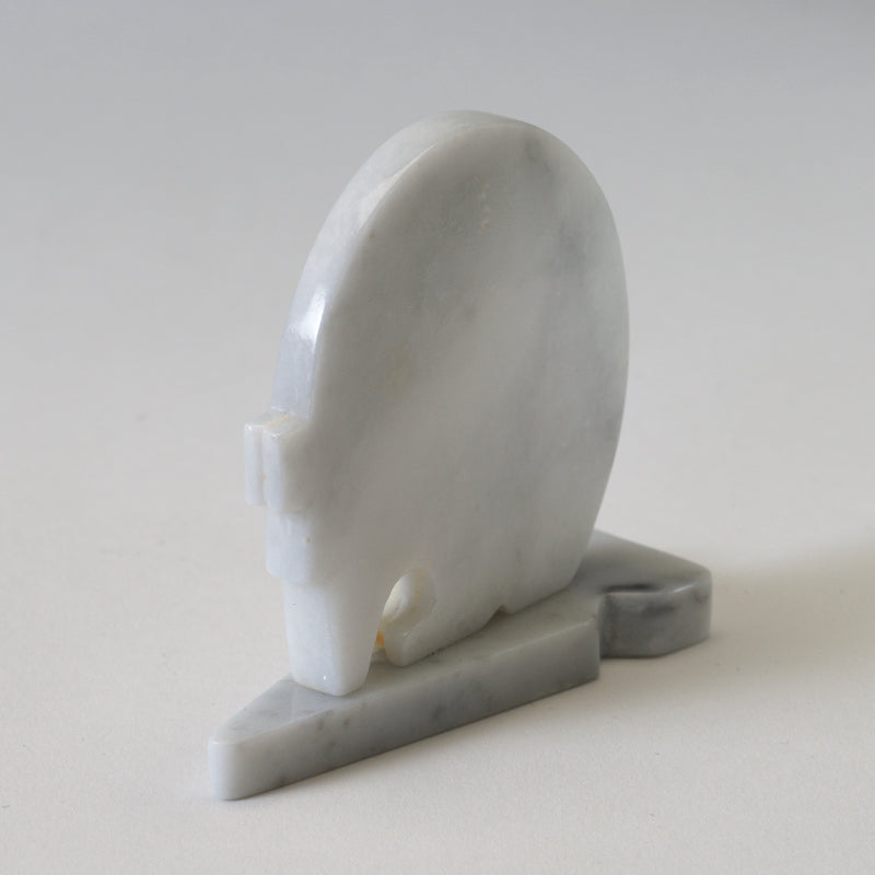 Silvan Panteah: White Marble, Bear on Arrowhead Base