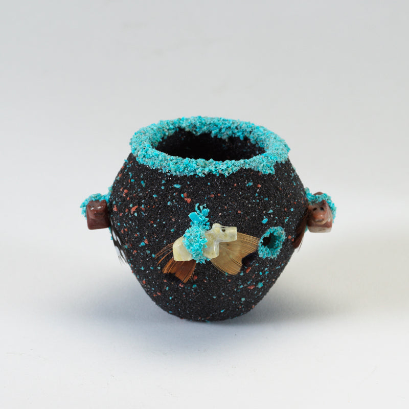 Marvelita Phillips: Black Sandstone/Turquoise, Fetish Pot