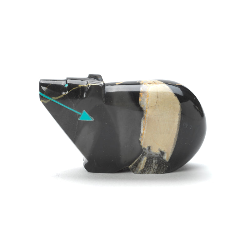 Abby Panteah: Egyptian Marble, Bear with Turquoise Heartline