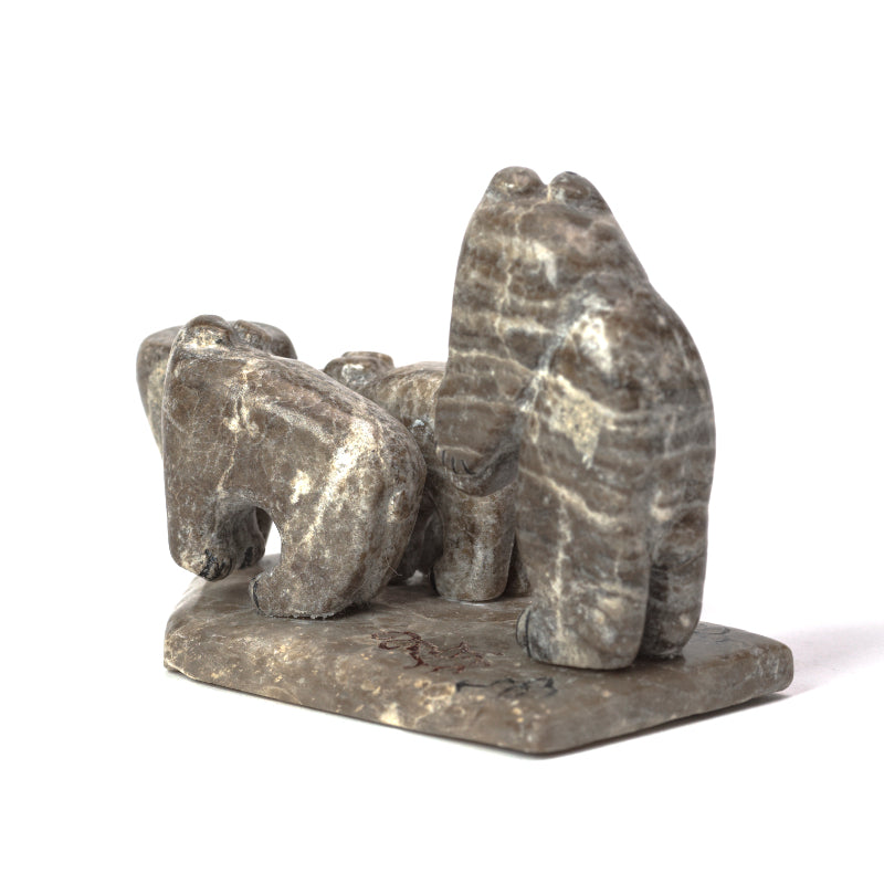 Rickson Kallestewa: Grey Alabaster, Standing Bear with Two cubs/Olla