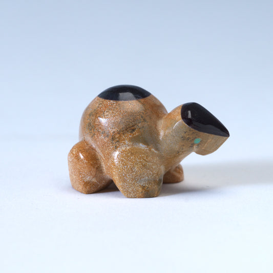 Enrike Leekya: Zuni Travertine, Turtle w/Penn Shell