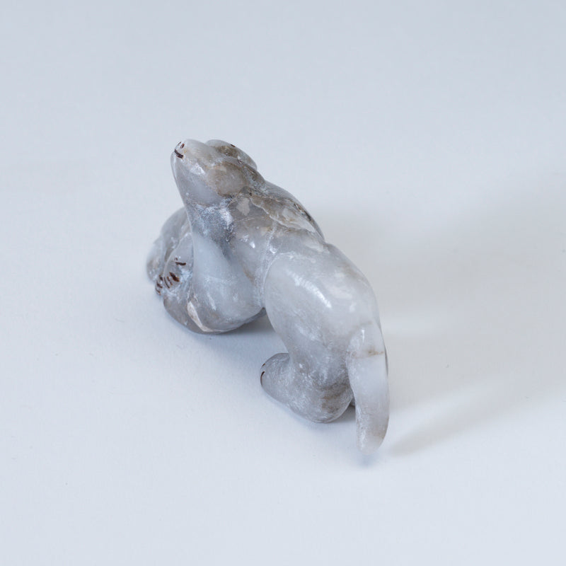 Rickson Kallestewa: Grey White Alabaster, Mountain Lion with Cub