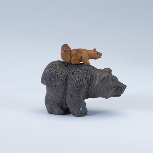 Fred Bowannie: Zuni Stone/Travertine, Bear with Squirrel