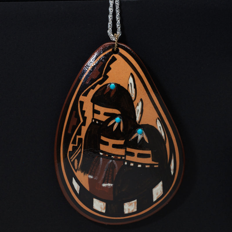 Jamie Westika: Painted Pottery, Necklace (Zuni Rain dancers)