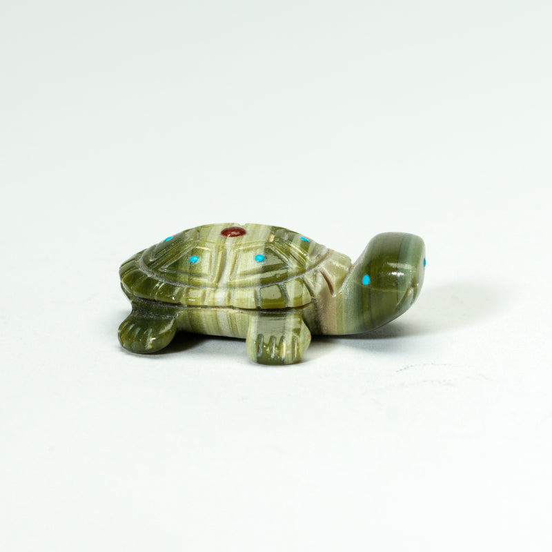 Georgette Quam: Ricolite, Turtle With Turquoise Dots