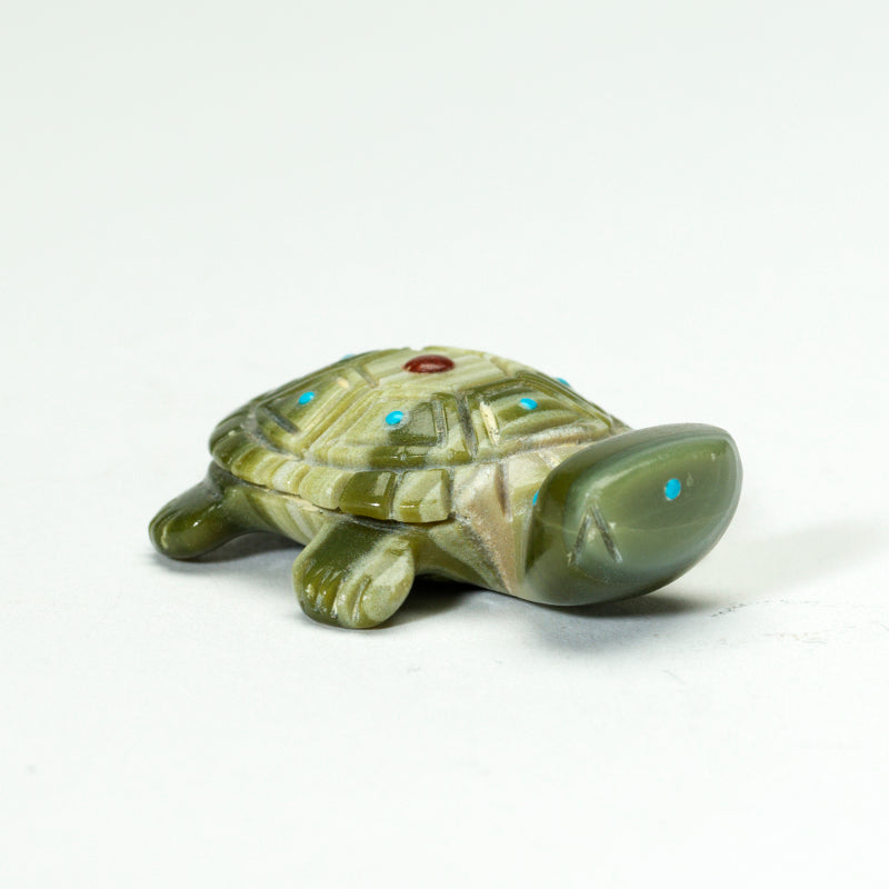 Georgette Quam: Ricolite, Turtle With Turquoise Dots