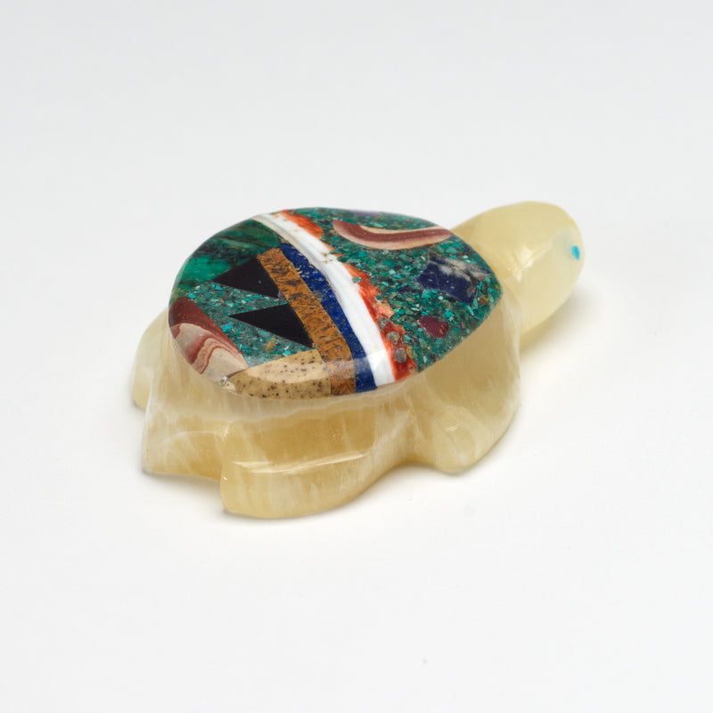 Jayne Quam: Honey Calcite with Mosaic, Turtle