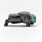 Raybert Kanteena: Grey/Black Picasso Marble, Buffalo with Turquoise Horns