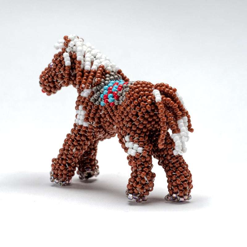 Sylvia Quam: Beaded, Horse Brown, red.& blue