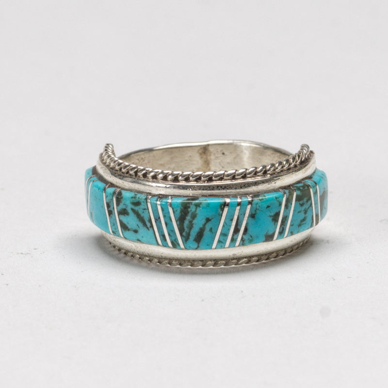 Deidre Luna: Sterling Silver/Kingman Turquoise, Inlaid Ring