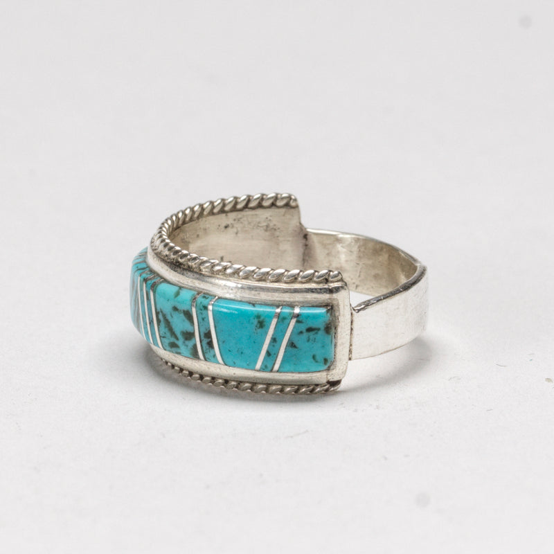 Deidre Luna: Sterling Silver/Kingman Turquoise, Inlaid Ring