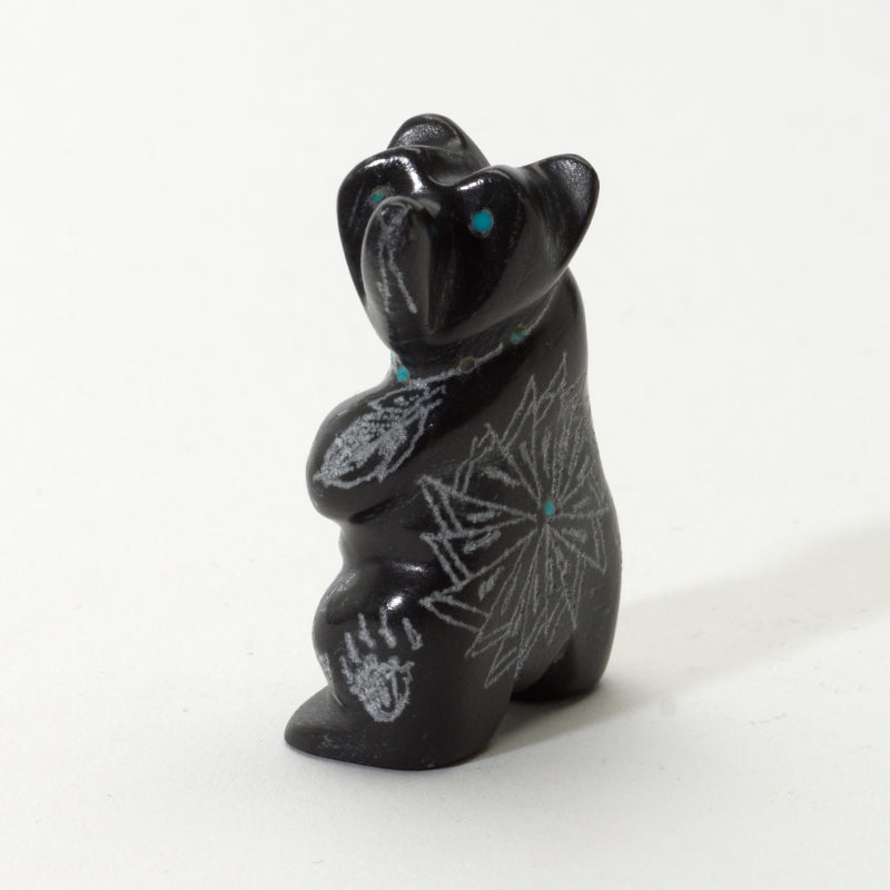 Adrian Cachini: Black Marble, Sgrafitto Standing Bear