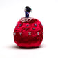 Marilyn Allapowa: Red velvet blue/white beaded Pin Cushion