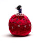 Marilyn Allapowa: Red velvet blue/white beaded Pin Cushion