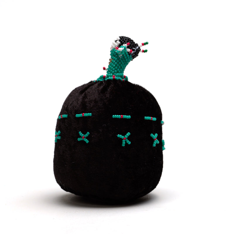 Marilyn Allapowa: Black velvet turquoise/red beaded Pin Cushion