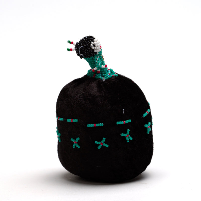 Marilyn Allapowa: Black velvet turquoise/red beaded Pin Cushion