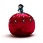 Marilyn Allapowa: Red velvet turquoise/white beaded Pin Cushion