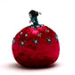 Marilyn Allapowa: Red velvet turquoise/white beaded Pin Cushion