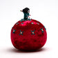 Marilyn Allapowa: Red velvet turquoise/white beaded Pin Cushion