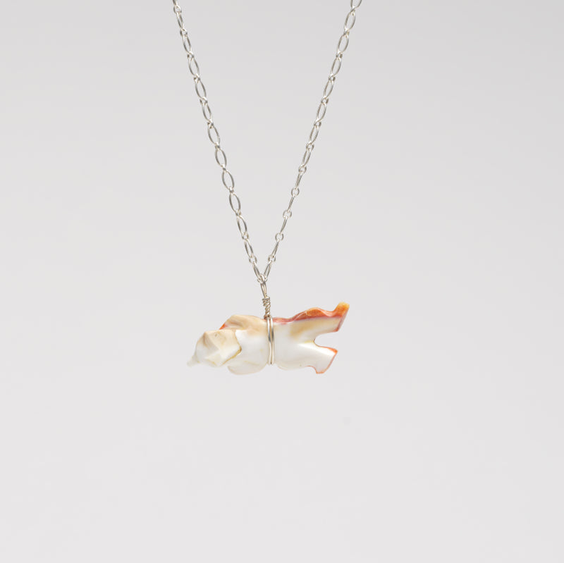 Dee Edaakie: Orange Spiny Oyster Shell, Bear Necklace