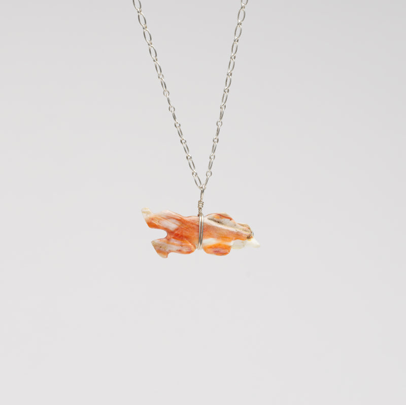 Dee Edaakie: Orange Spiny Oyster Shell, Bear Necklace