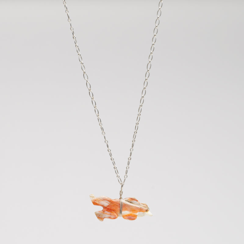 Dee Edaakie: Orange Spiny Oyster Shell, Bear Necklace