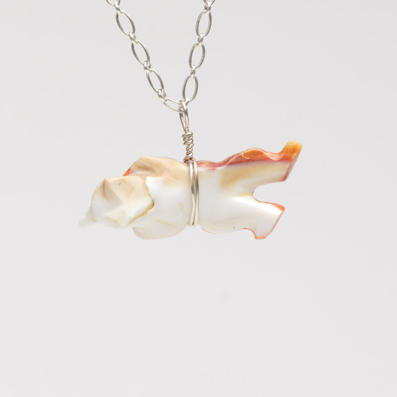 Dee Edaakie: Orange Spiny Oyster Shell, Bear Necklace