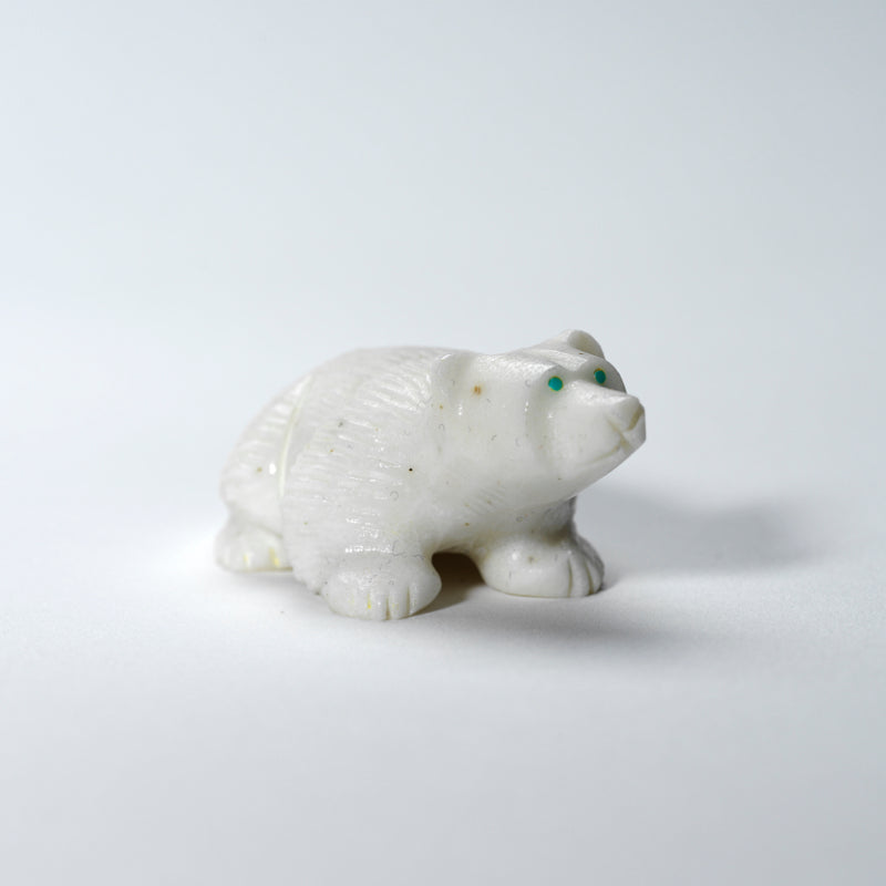 Nelson Yatsattie: White Marble with Turquoise Eyes, Badger