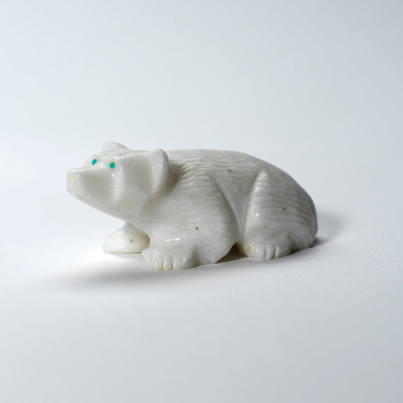 Nelson Yatsattie: White Marble with Turquoise Eyes, Badger