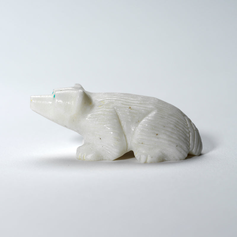 Nelson Yatsattie: White Marble with Turquoise Eyes, Badger