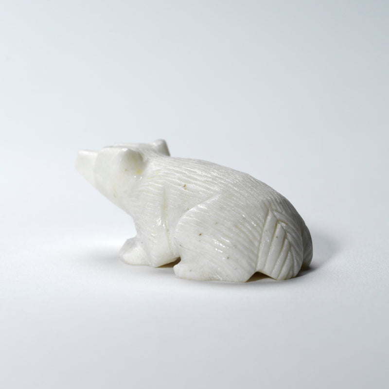 Nelson Yatsattie: White Marble with Turquoise Eyes, Badger