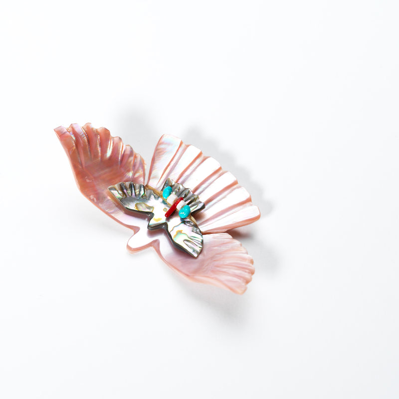 Daisy & LaVies Natewa: Pink Mussel Shell & Abalone, Eagle carrying an Eagle