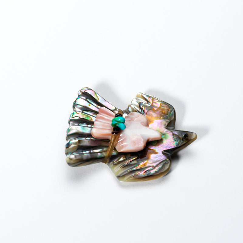 Daisy & LaVies Natewa: Abalone Shell & Pink Mussel Shell, Eagle carrying an Eagle