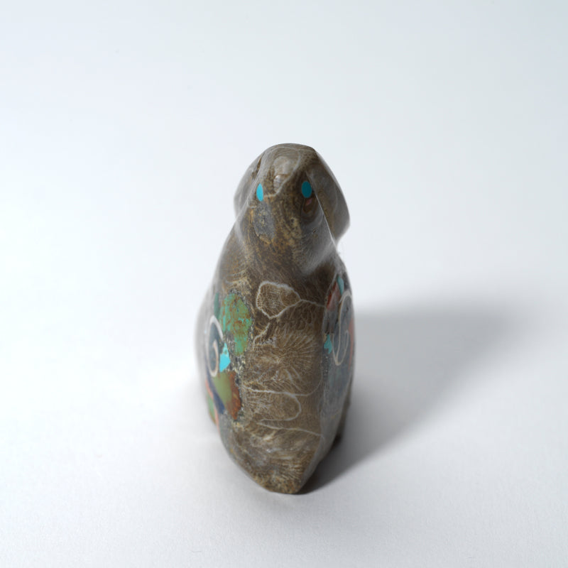 Jayne Quam: Petosky Stone, Fossilized Coral, Multi-stone Mosaic Inlay, Rabbit