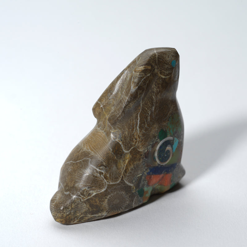 Jayne Quam: Petosky Stone, Fossilized Coral, Multi-stone Mosaic Inlay, Rabbit