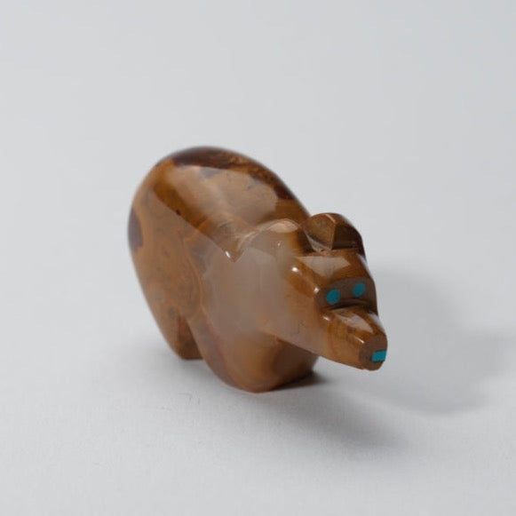 Bernard Laiwekate: Mexican Onyx, Bear with Turquoise Heartline